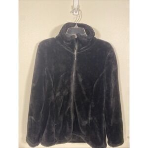 32 Degree Fleece Plush Soft Women's Zip Front Med Black Jacket U1